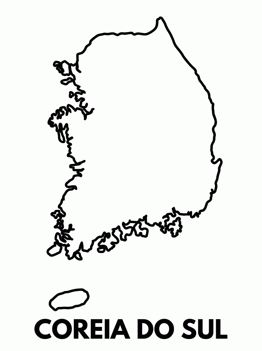 Mapa da Coreia do Sul para colorir