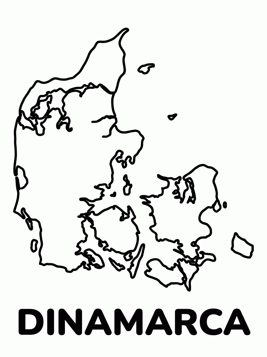 Mapa da Dinamarca para colorir