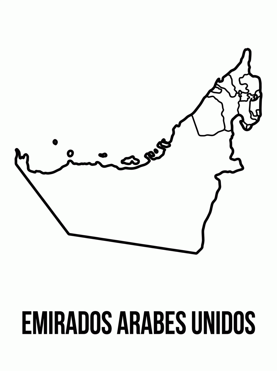 Mapa dos Emirados Árabes Unidos para colorir