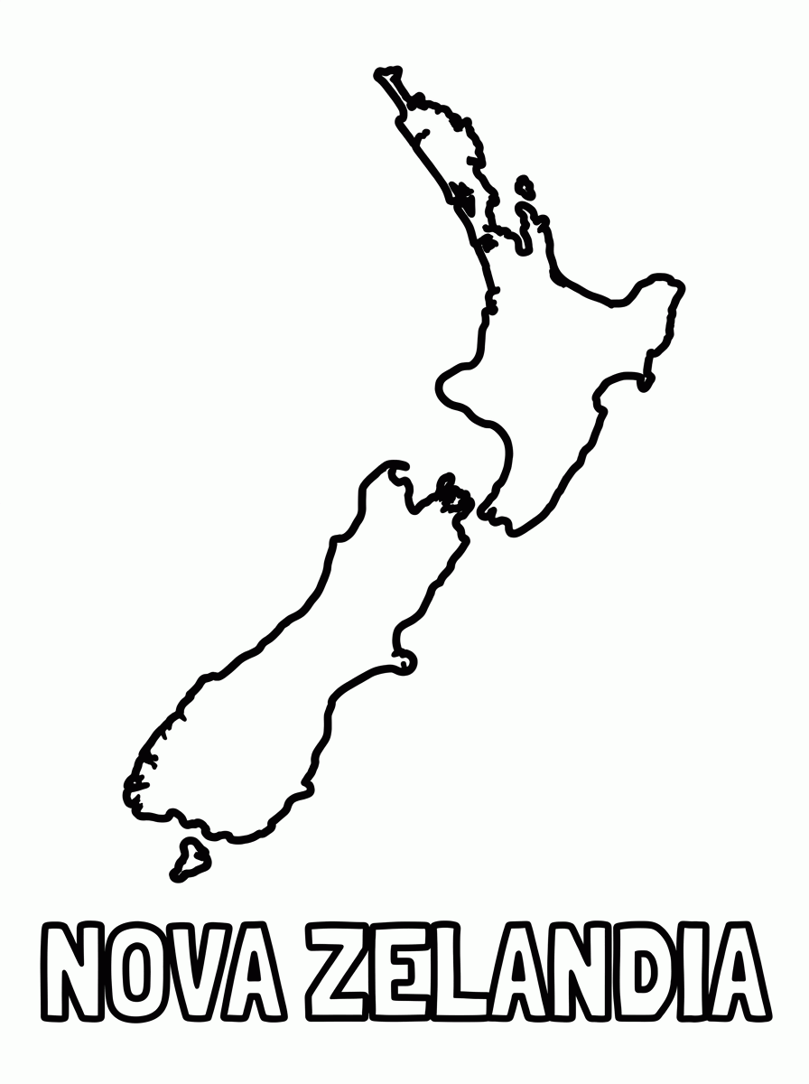 Mapa da Nova Zelândia para colorir