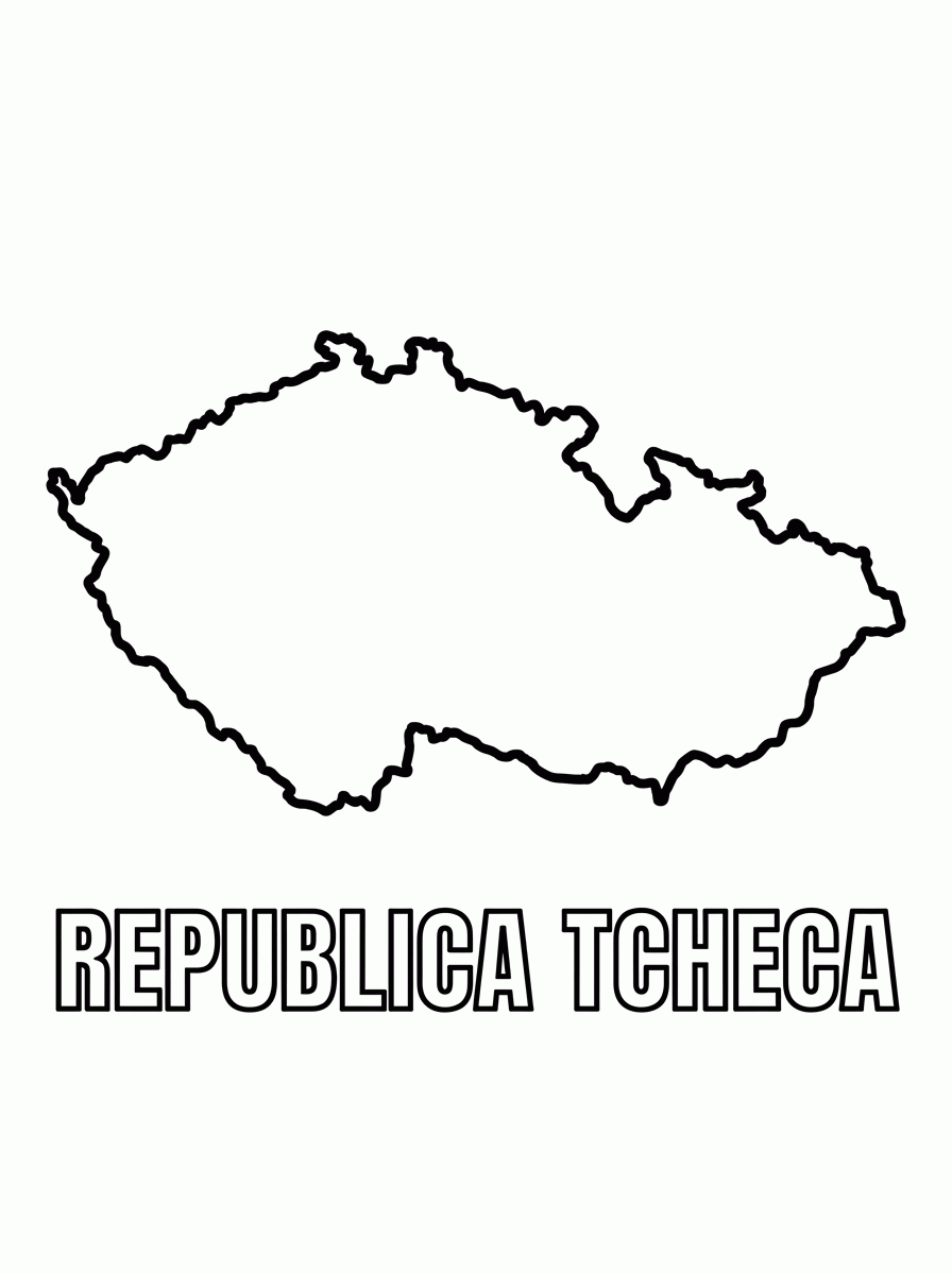 Mapa da República Tcheca para colorir