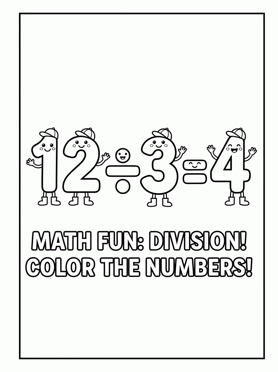 Divisão 12 ÷ 3 = 4 para colorir