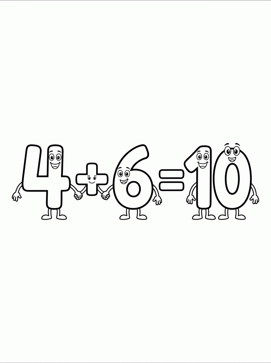 Soma 4 + 6 = 10 para colorir