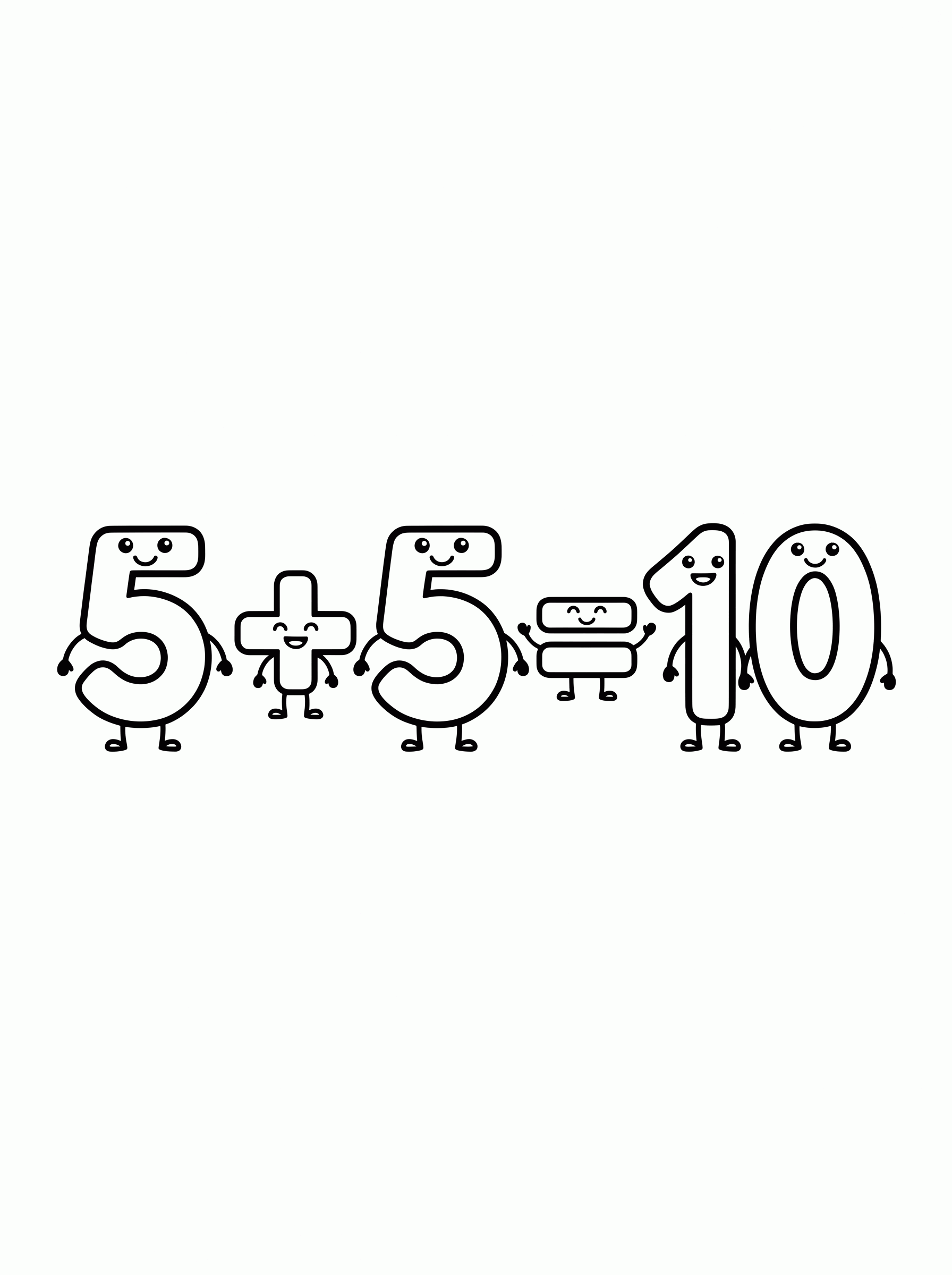 Soma 5 + 5 = 10 para colorir