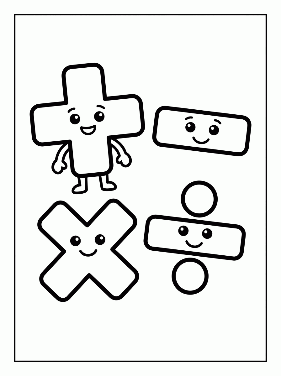 Símbolos de Matemática para colorir