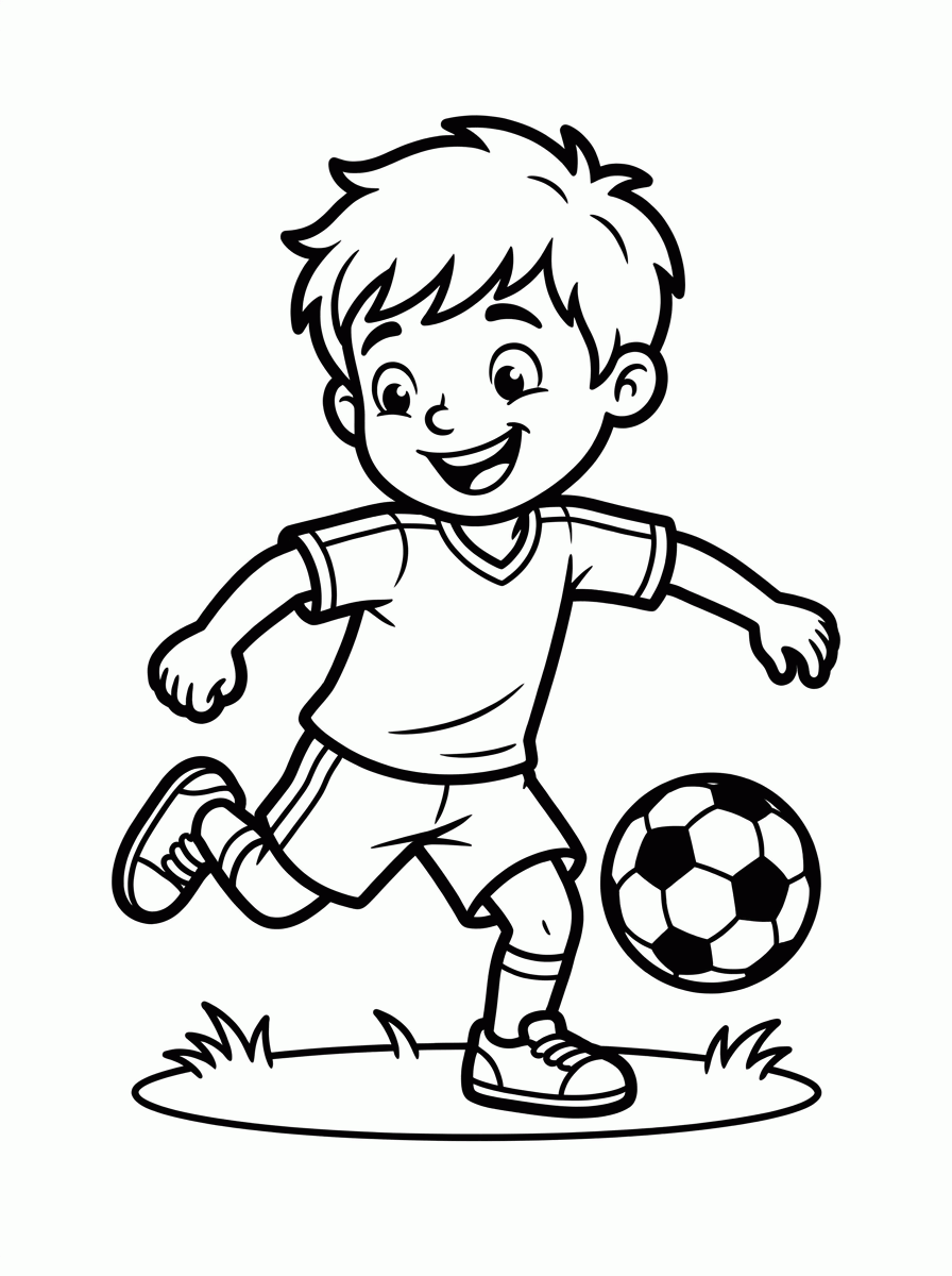 Menino Jogando Bola para colorir