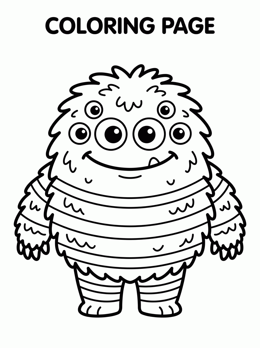 Monstrinho Peludo para colorir