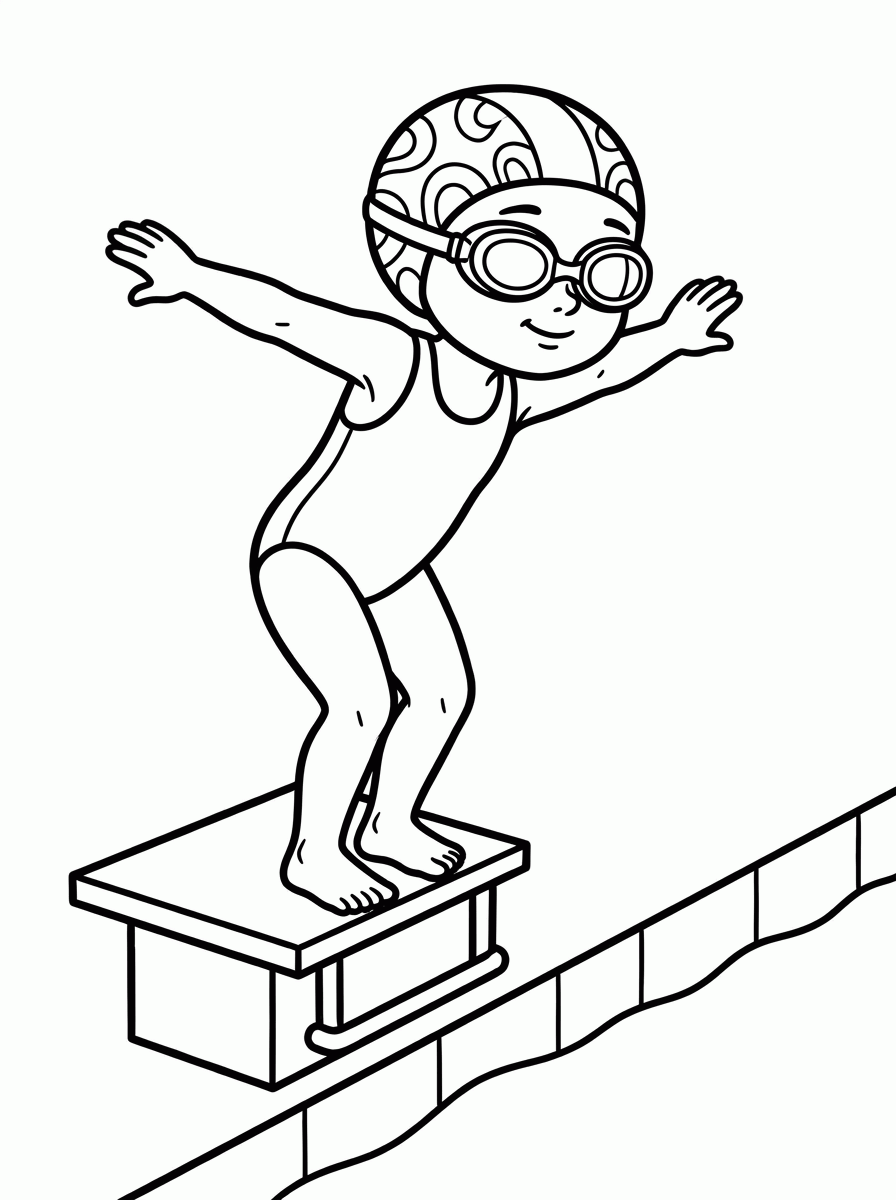 Nadador com Óculos para colorir