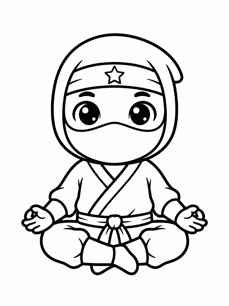 Ninja Meditando para colorir