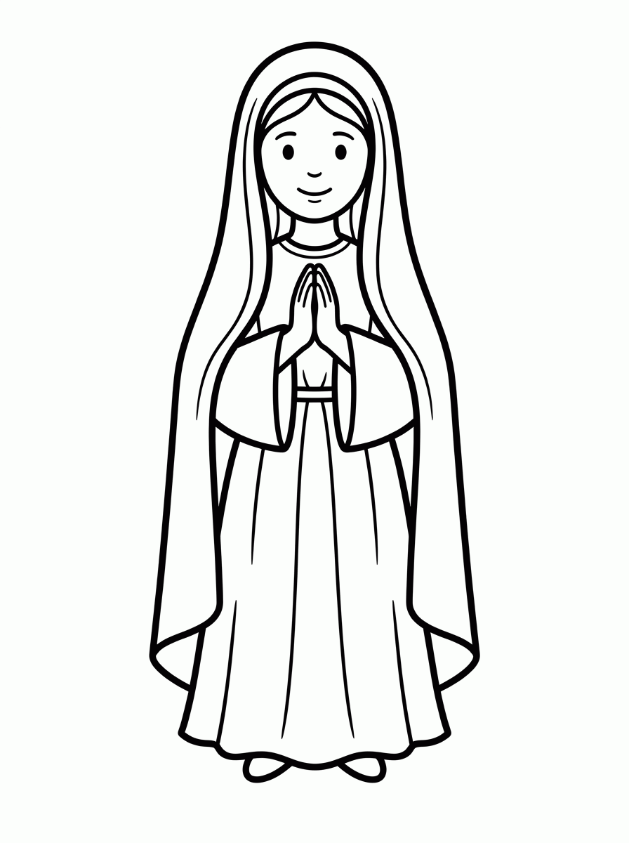 Nossa Senhora em Oração para colorir