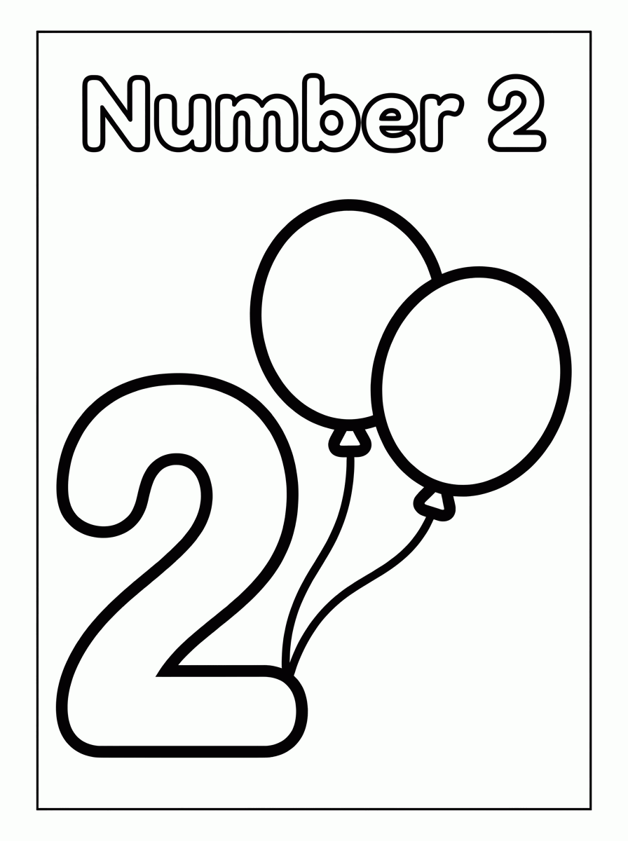 Número 2 com Balões para colorir