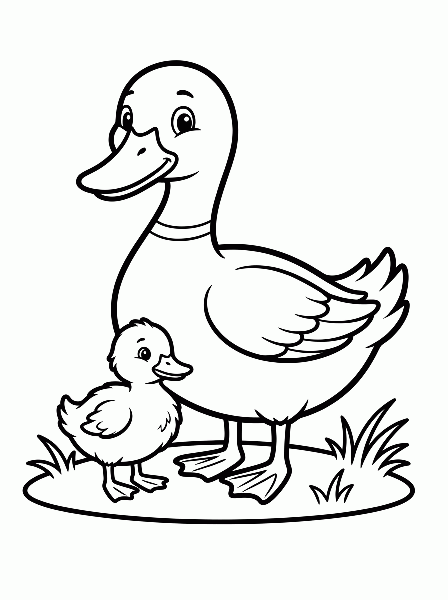 Patinho Feio com a Mamãe Pata para colorir