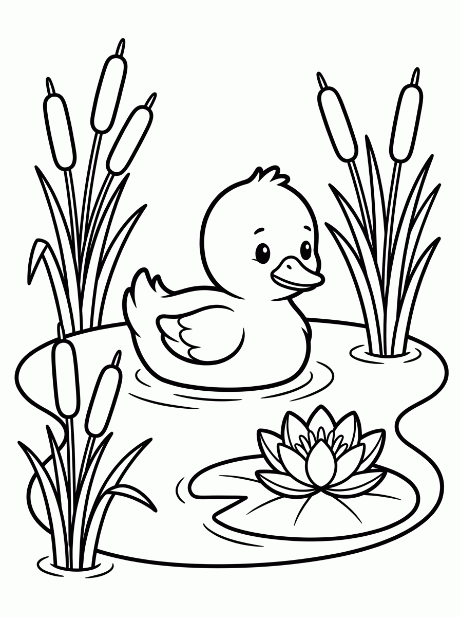 Patinho Feio no Lago para colorir