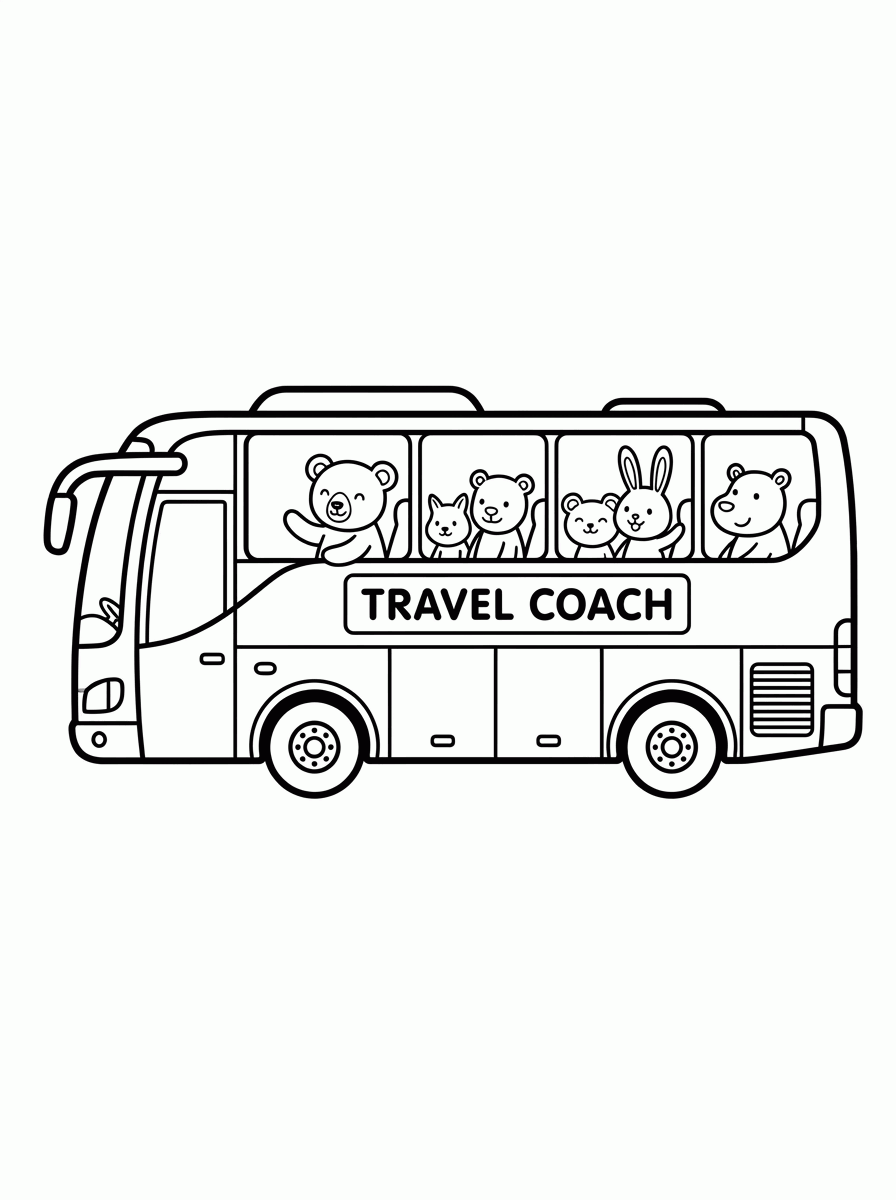Ônibus de Viagem para colorir