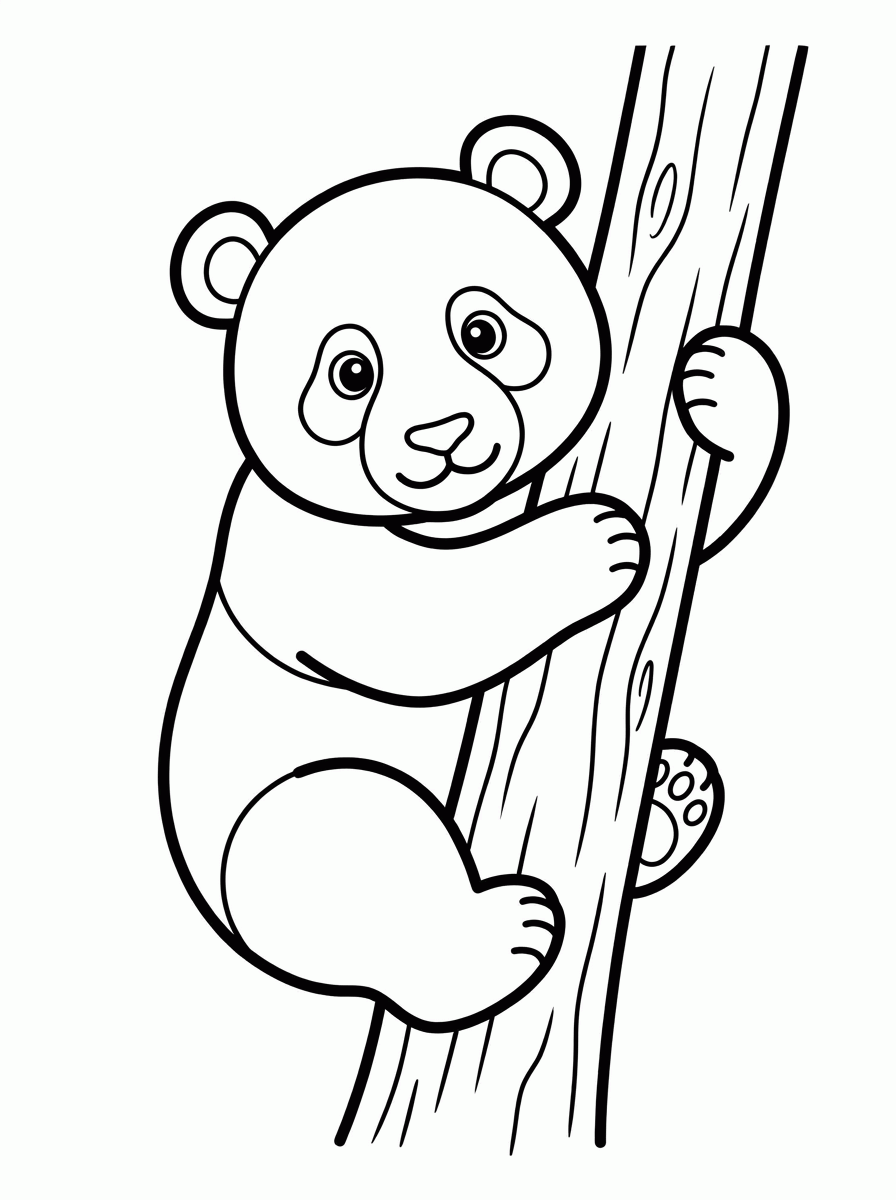 Panda Subindo na Árvore para colorir