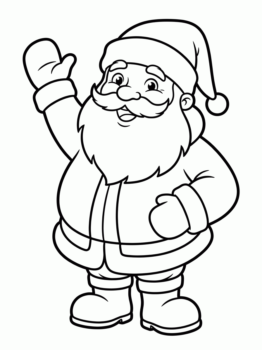 Papai Noel Acenando para colorir