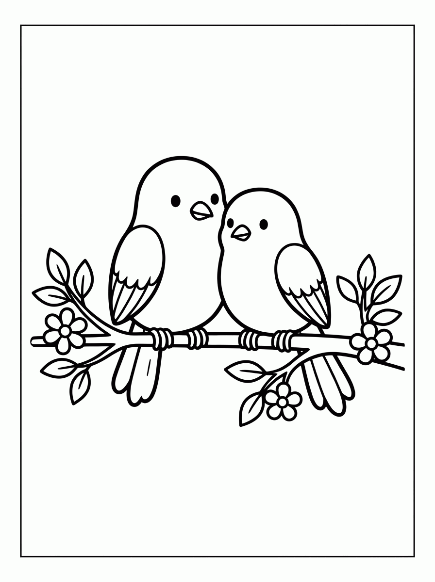 Casal de Passarinhos para colorir