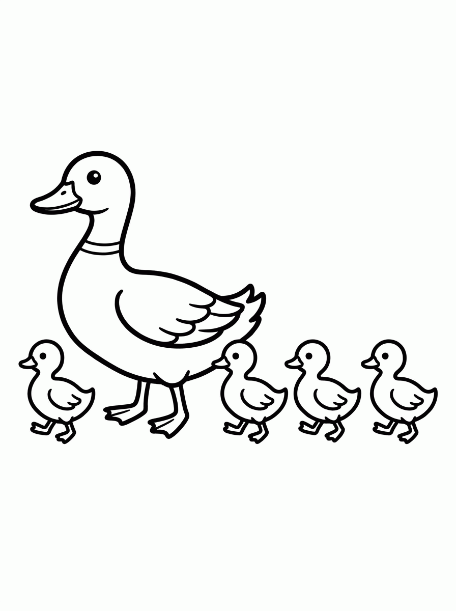 Pata com Patinhos para colorir