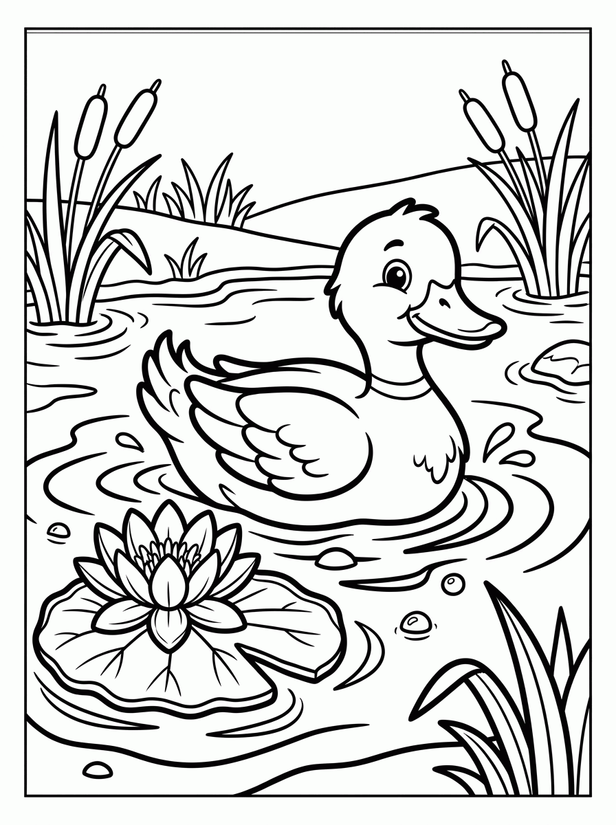 Pato no Lago para colorir