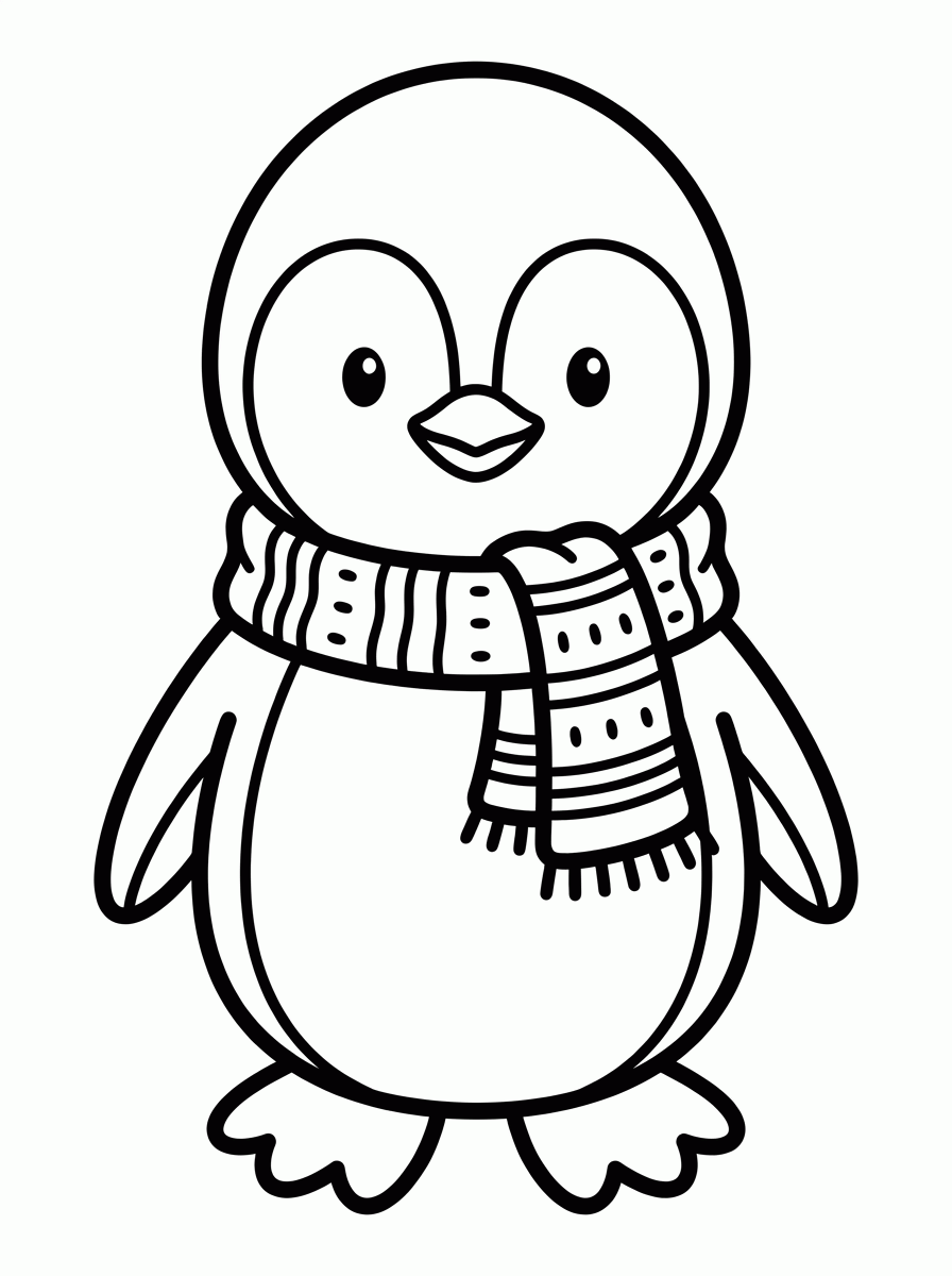 Pinguim com Cachecol para colorir