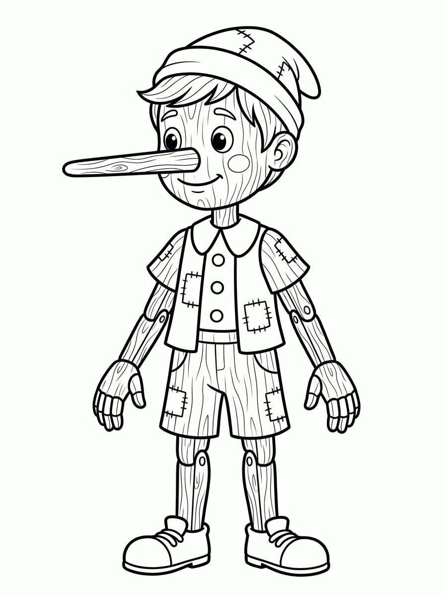 Boneco de Madeira para colorir