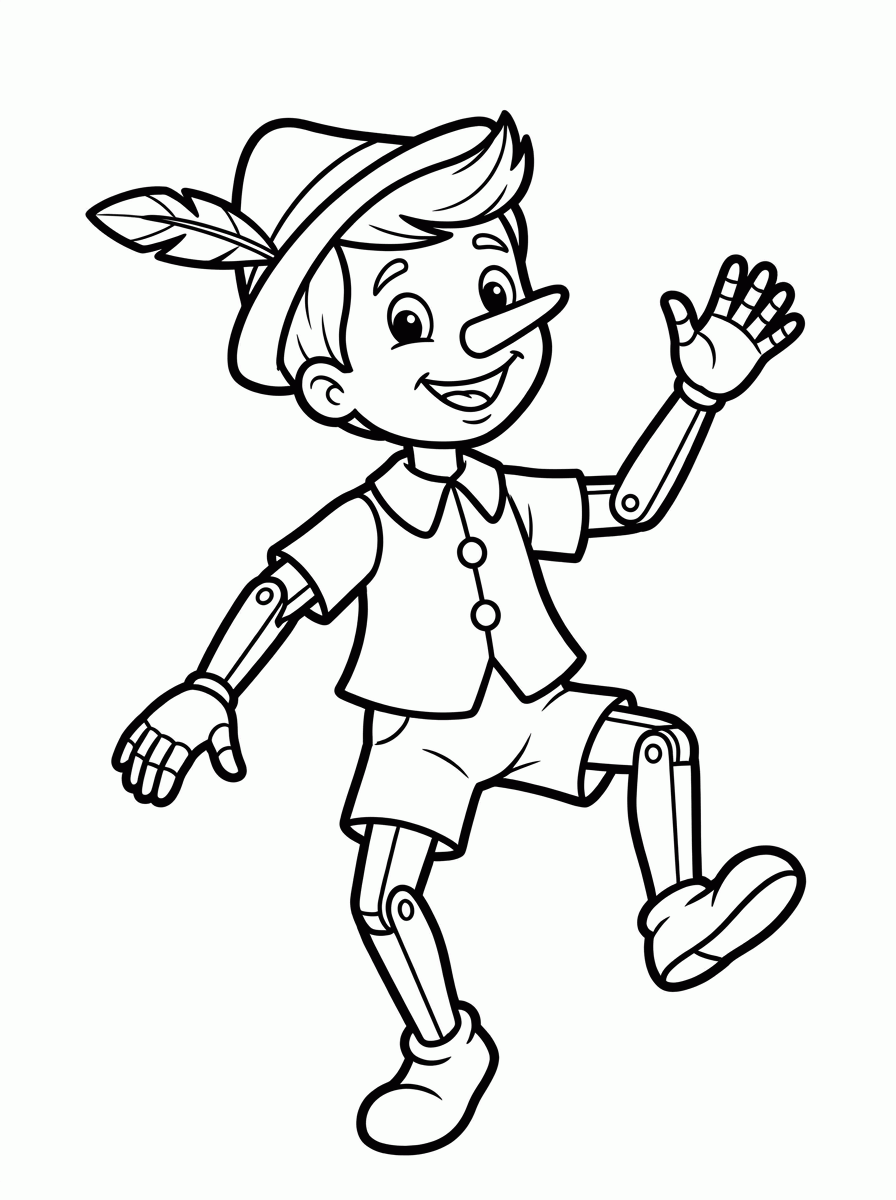 Pinóquio Feliz para colorir