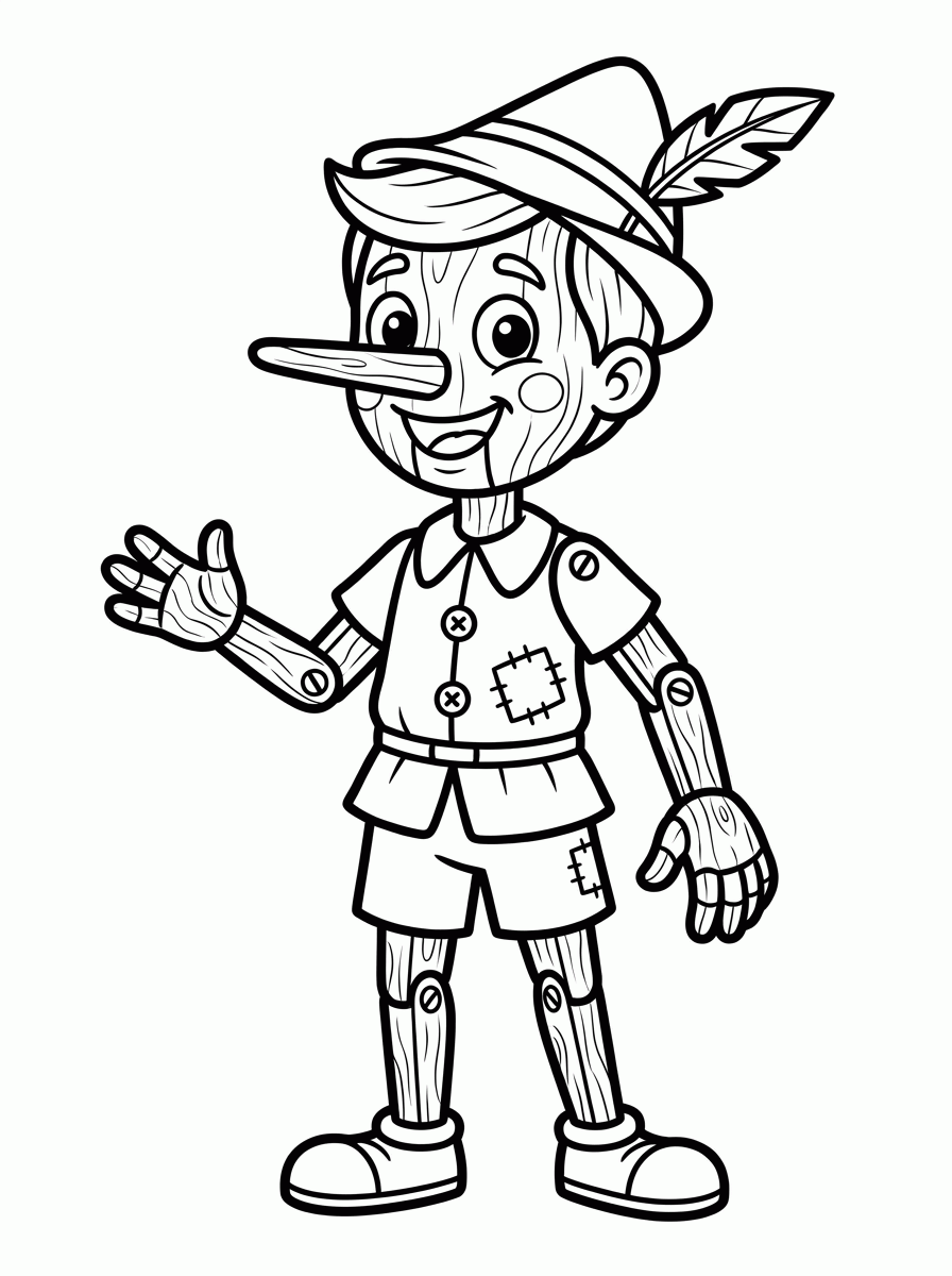 Pinóquio de Nariz Comprido para colorir