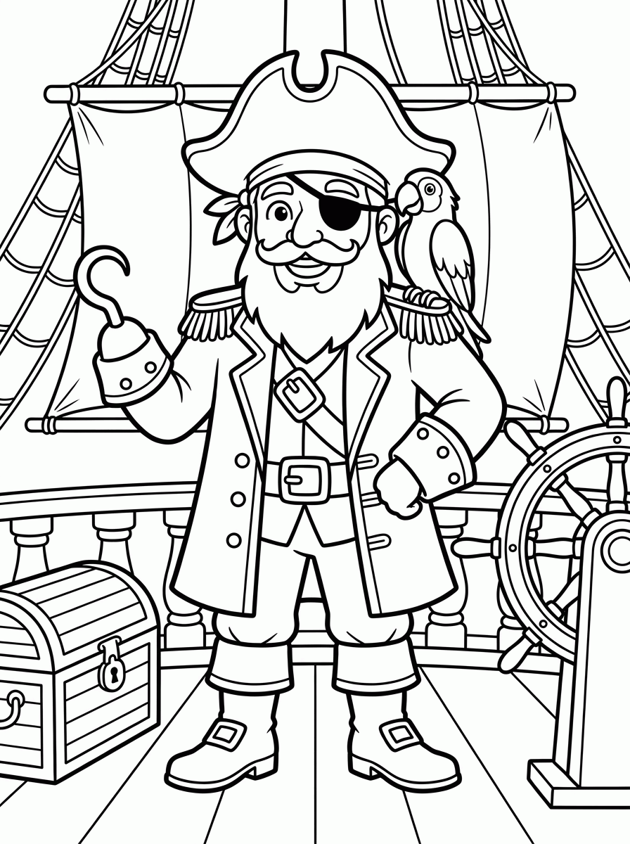 Pirata no Navio para colorir