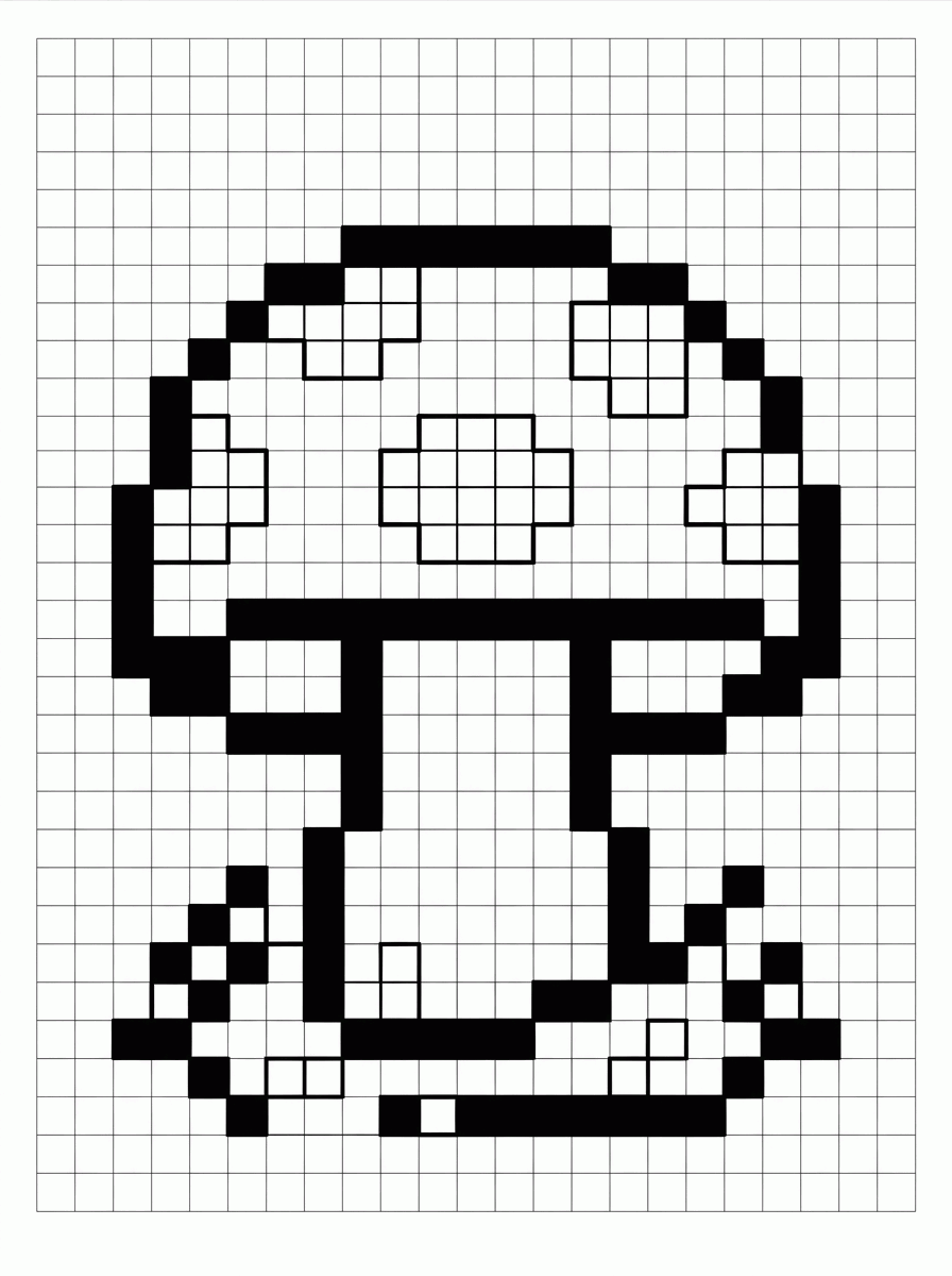 Cogumelo Pixel para colorir