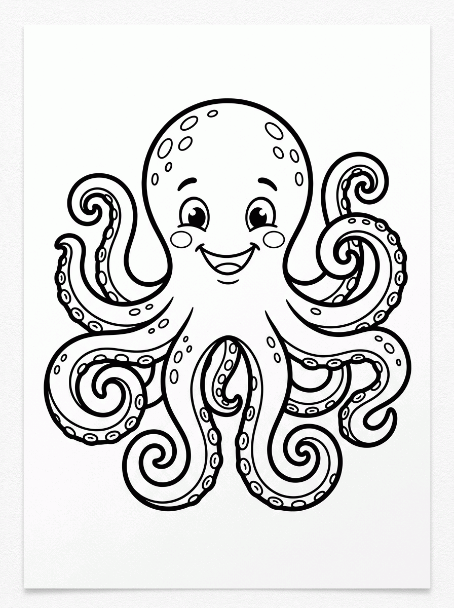 Polvo Sorridente para colorir