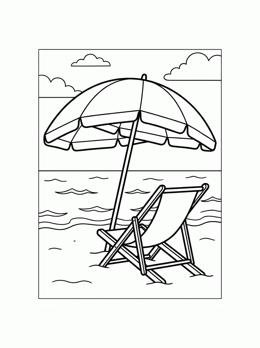 Guarda-sol na Praia para colorir