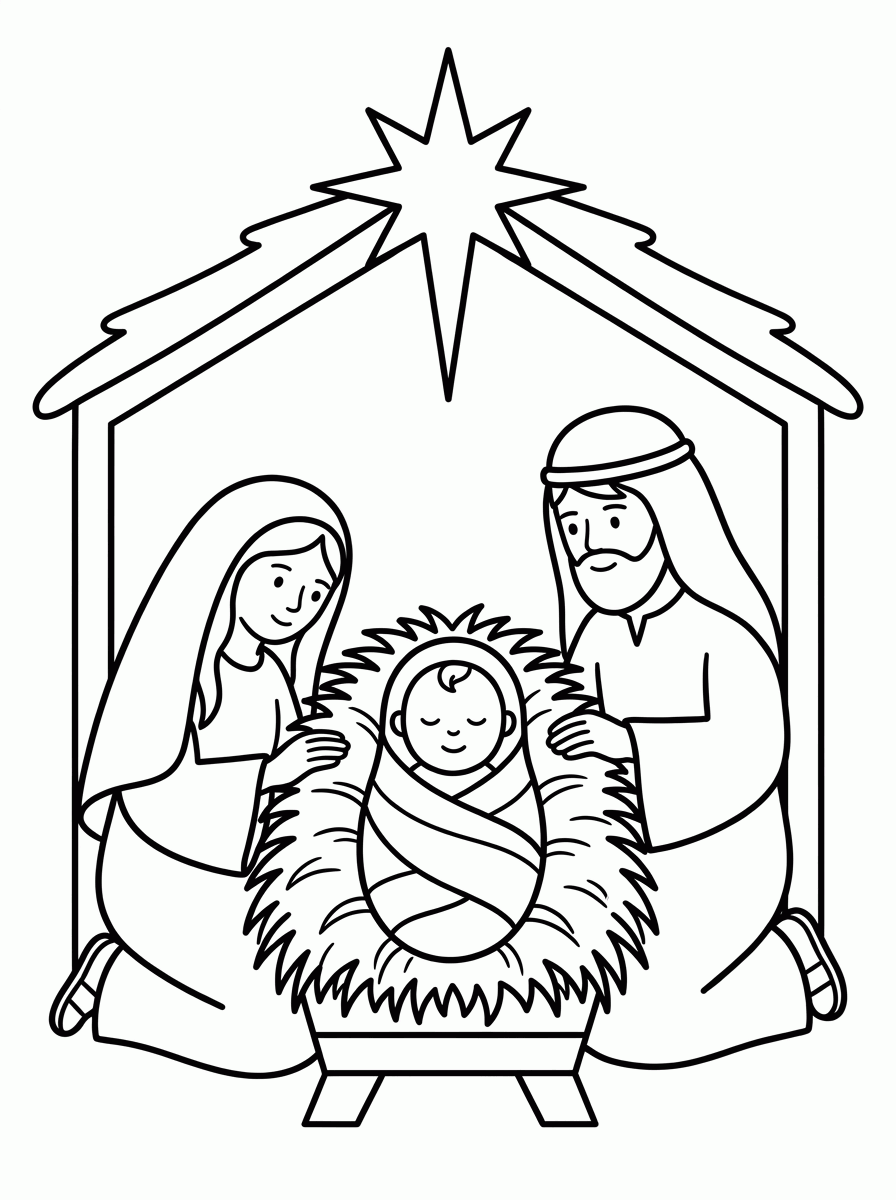 Menino Jesus na Manjedoura para colorir