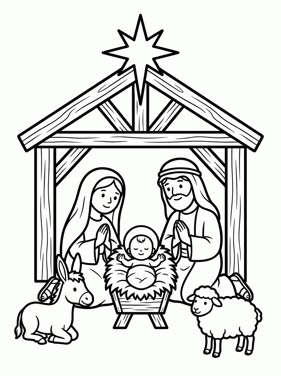 Presépio de Natal para colorir
