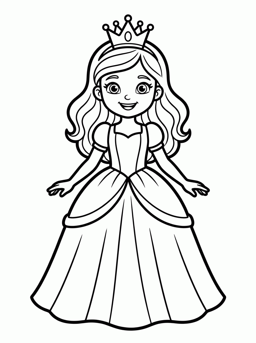 Princesa com Coroa para colorir