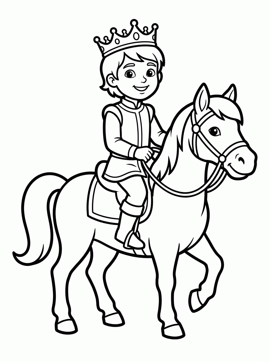 Príncipe a Cavalo para colorir