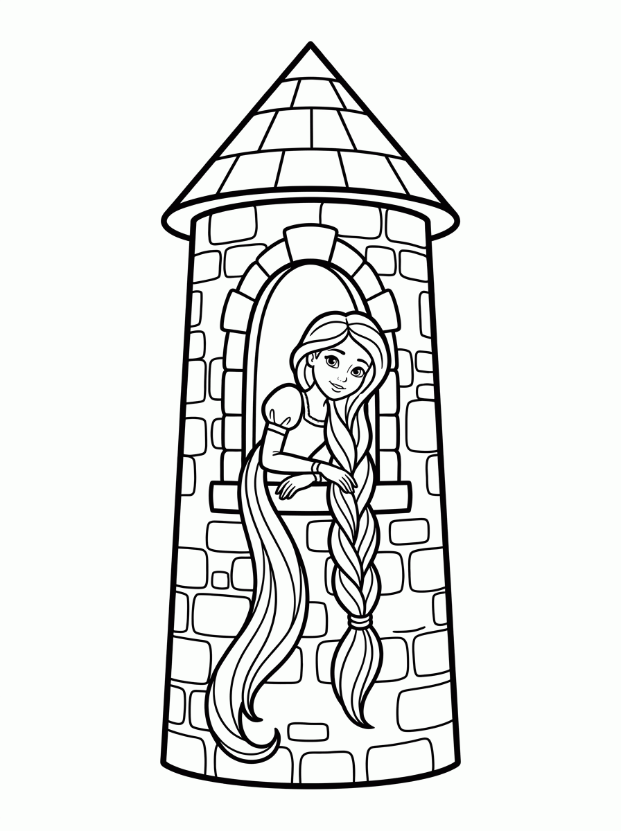 Rapunzel na Torre para colorir
