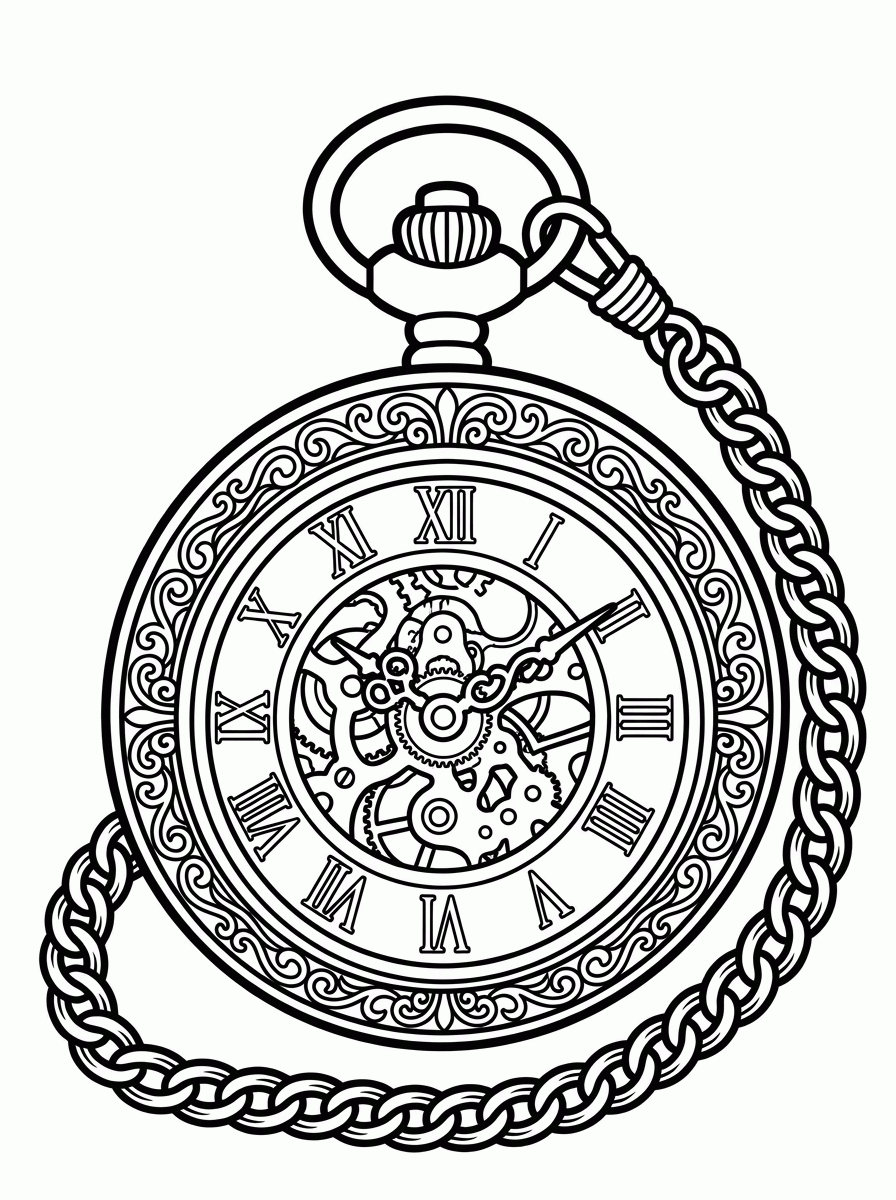 Relógio de Bolso para colorir