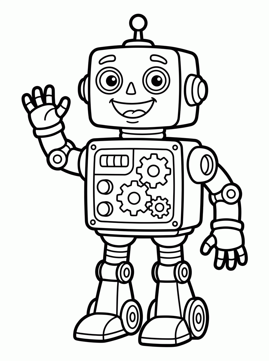 Robô Acenando para colorir