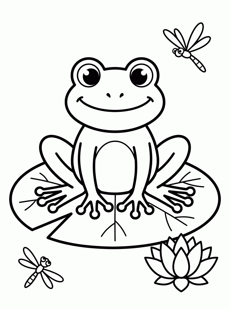 Sapo na Vitória-Régia para colorir