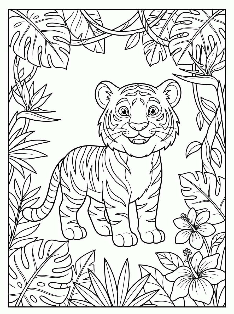 Tigre na Selva para colorir