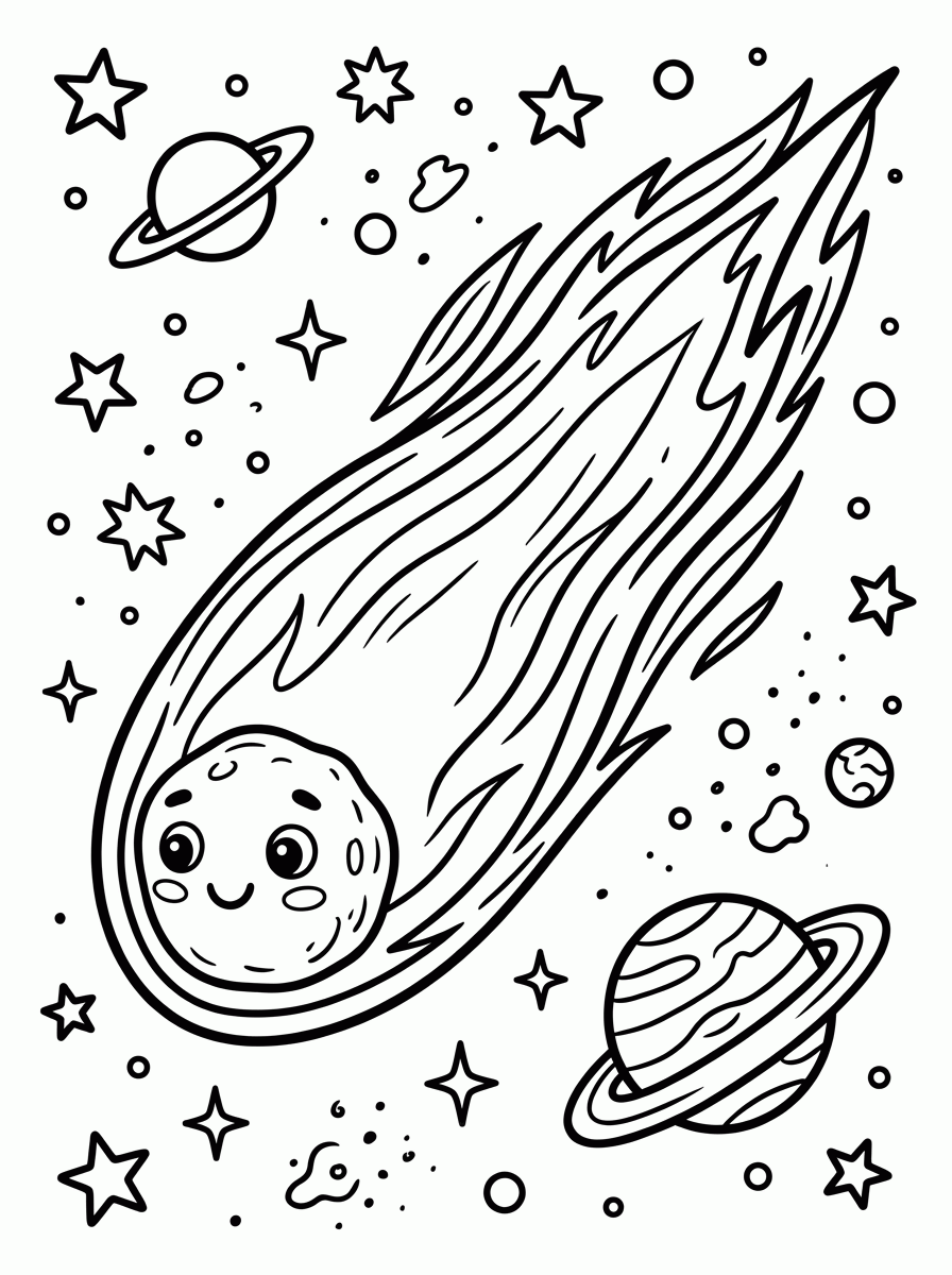 Cometa no Espaço para colorir