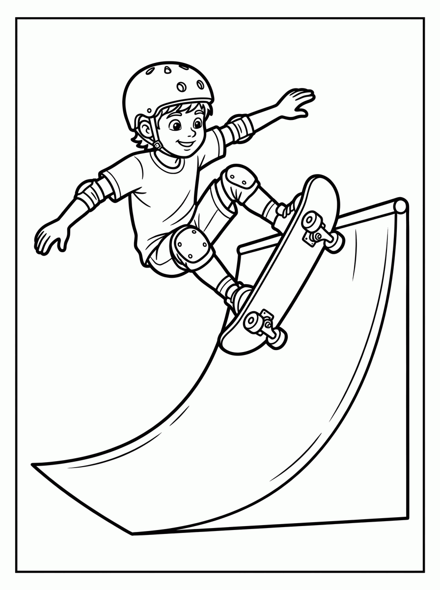 Skatista na Rampa para colorir