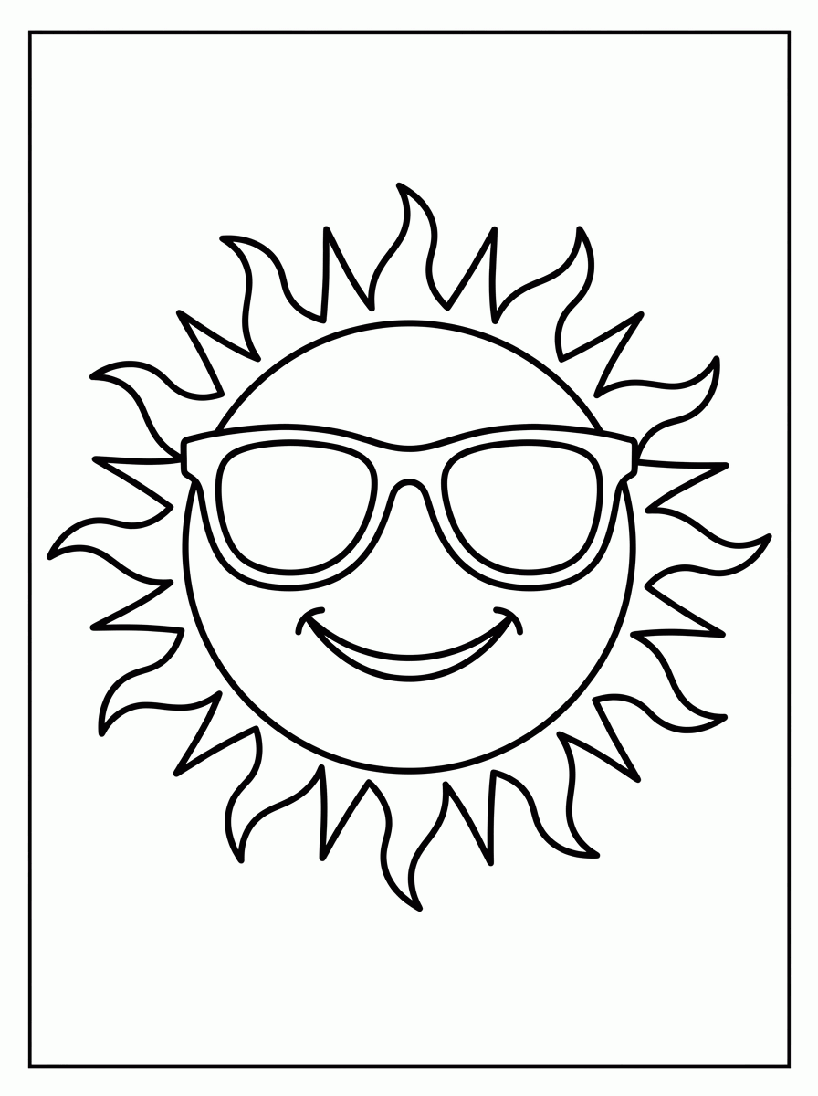 Sol com Óculos para colorir