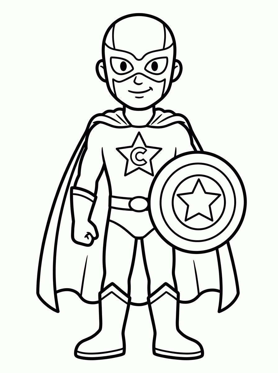Super-herói com Escudo para colorir
