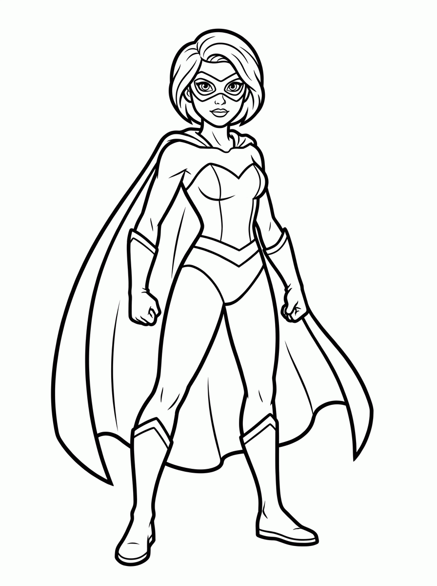 Super-heroína com Capa para colorir