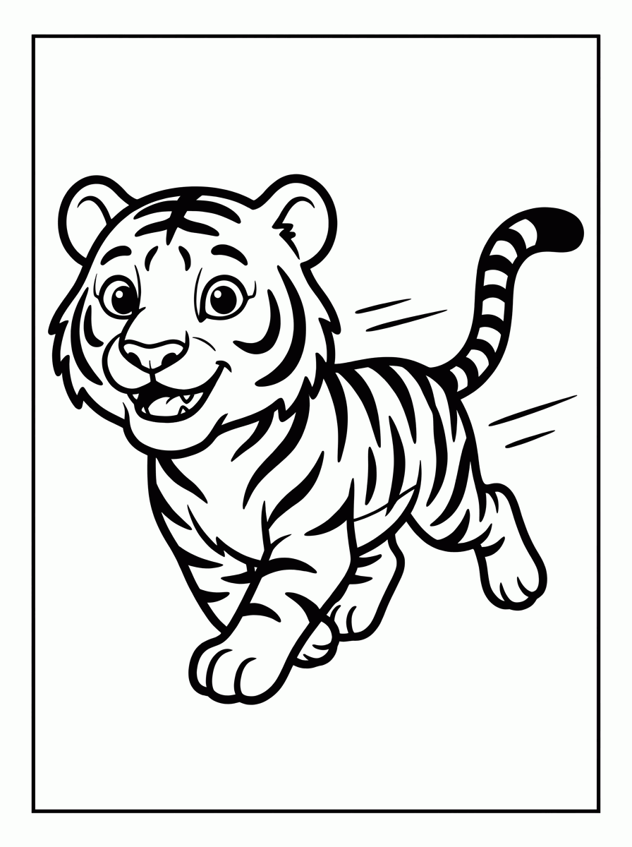 Tigre Correndo para colorir