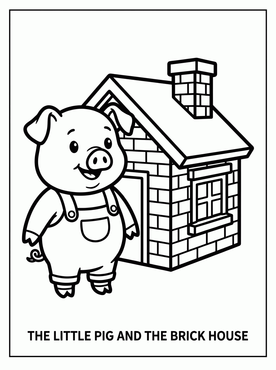 Porquinho e a Casa para colorir