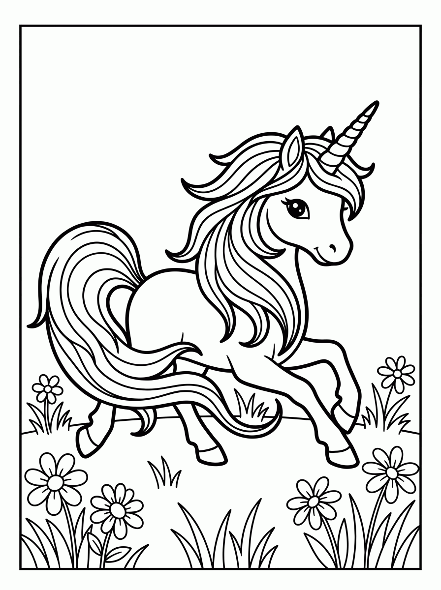 Unicórnio Galopando para colorir