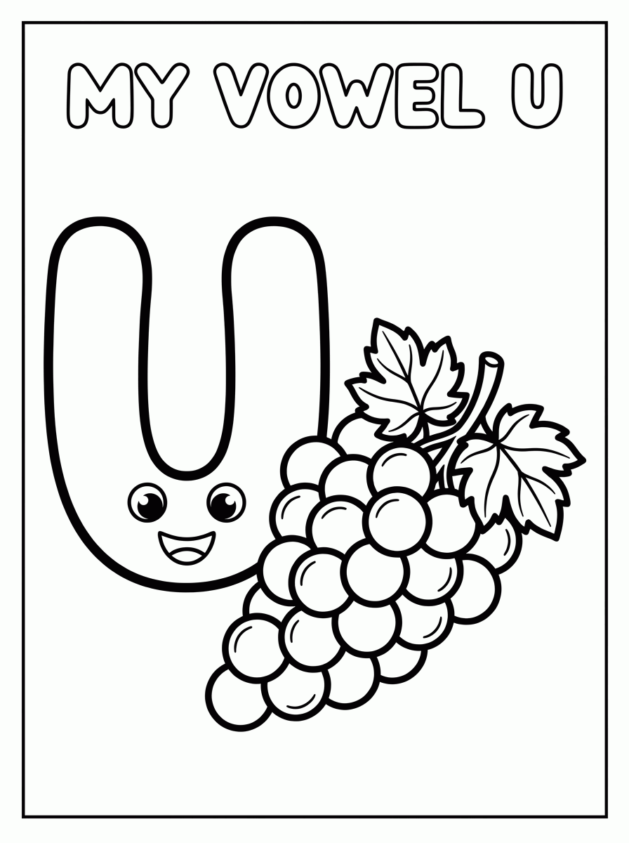 Vogal U de Uva para colorir