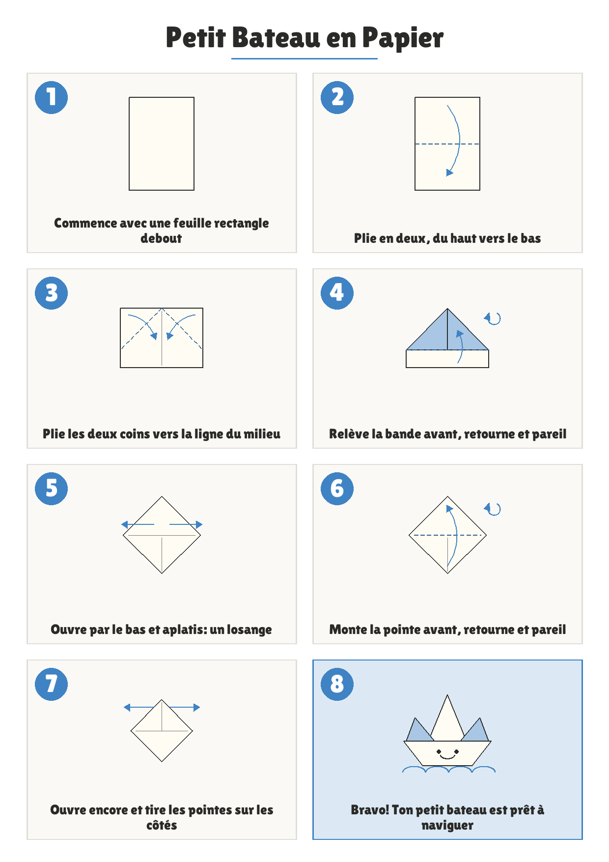 Comment plier : Petit Bateau en Papier